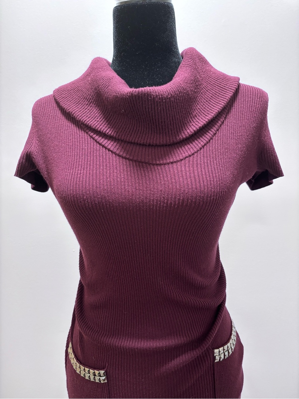 INC International Concepts Short-Sleeve Cowl Neck Sweater in Plum